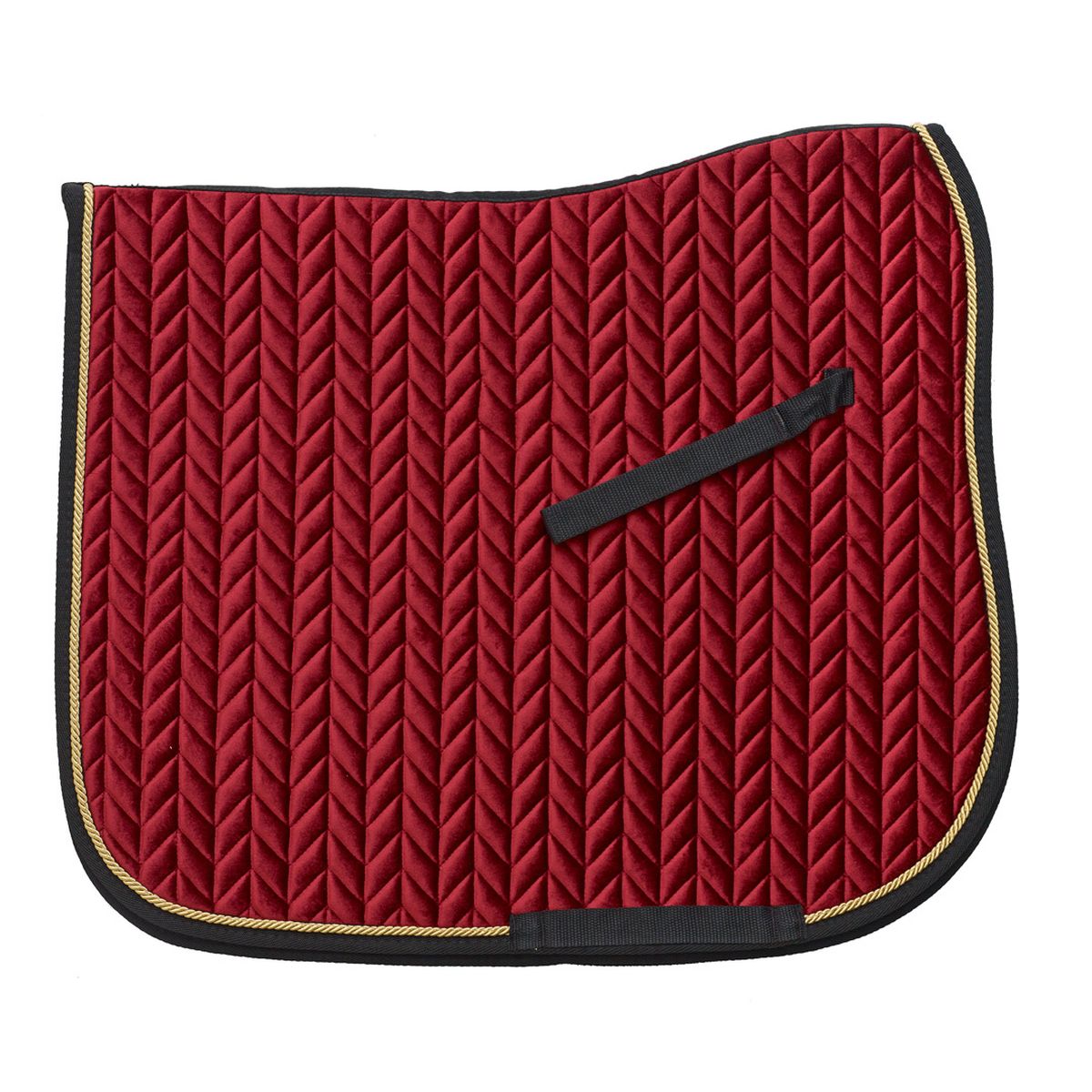 Ovation Elegance Velvet Dressage Saddle Pad - Burgundy/Gold/Black