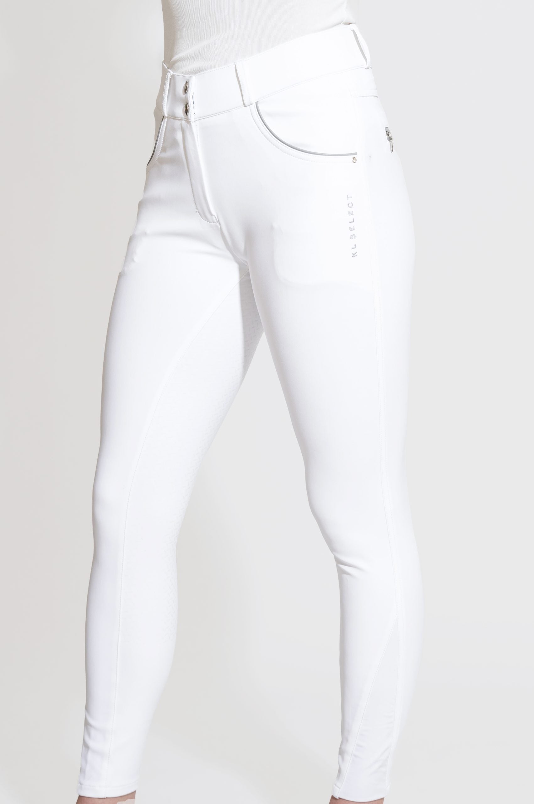 KL Select Gabrielle Full Seat Breech - White/Grey