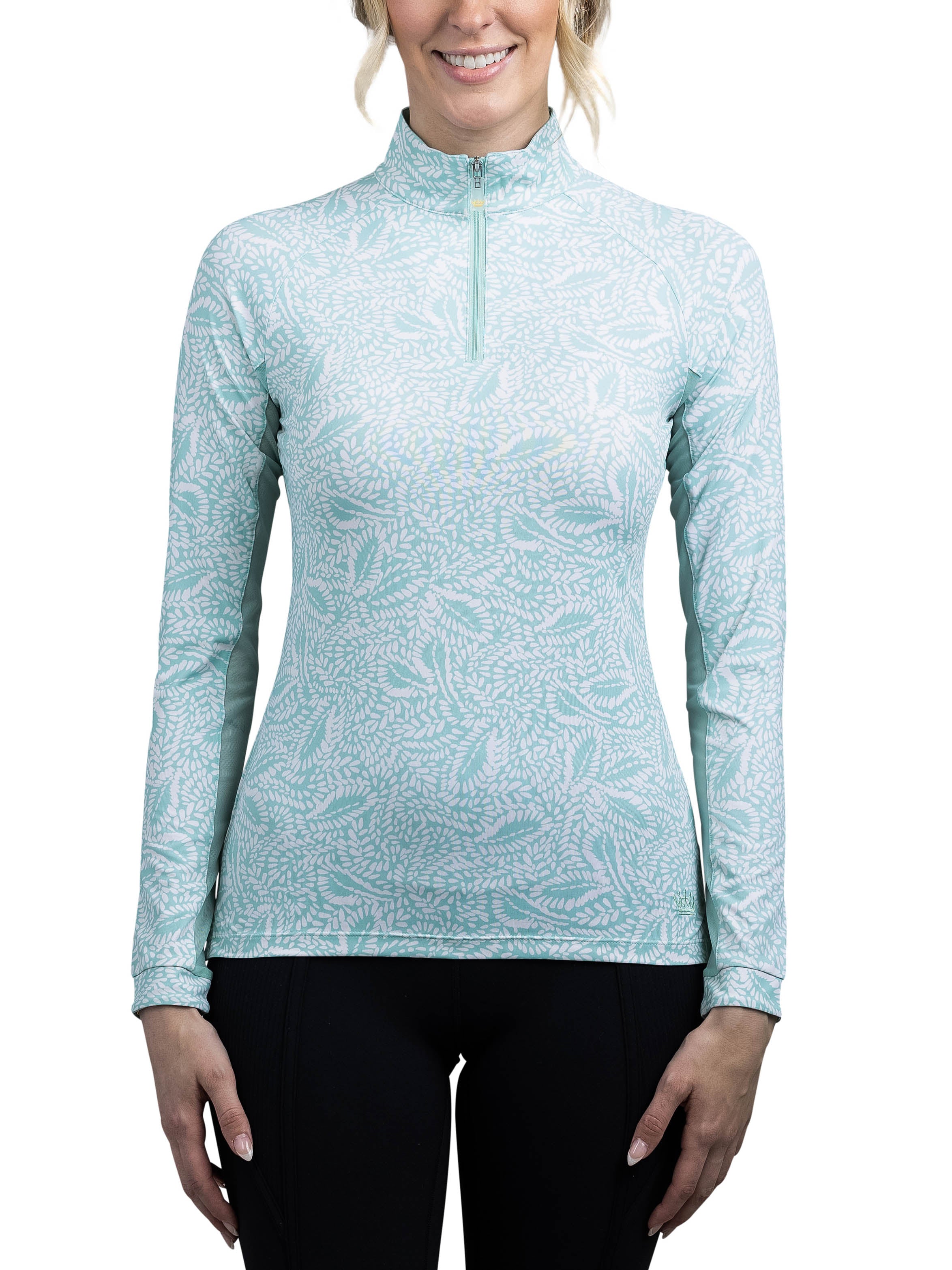 Kastel Denmark Long Sleeve 1/4 Zip Shirt - Mint Foliage