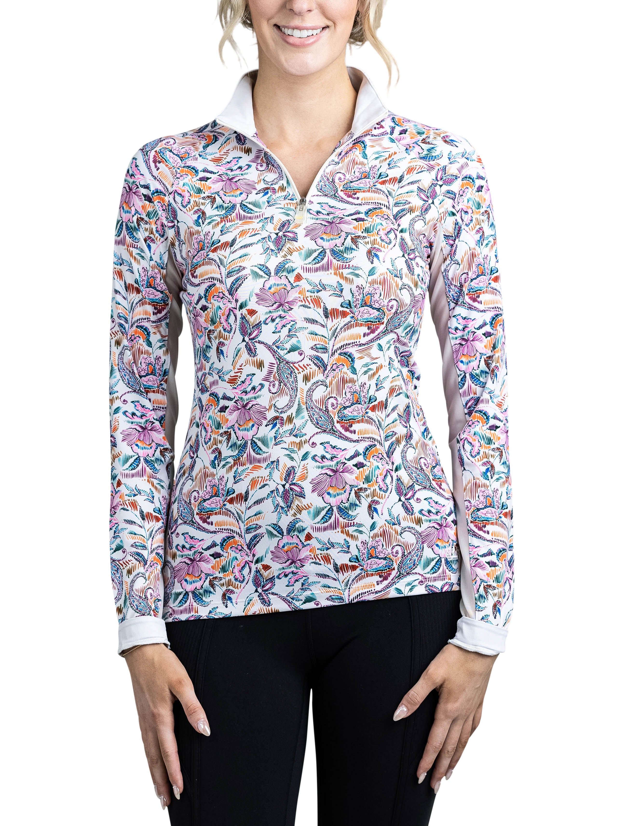 Kastel Denmark Long Sleeve 1/4 Zip Shirt - Parisian Floral