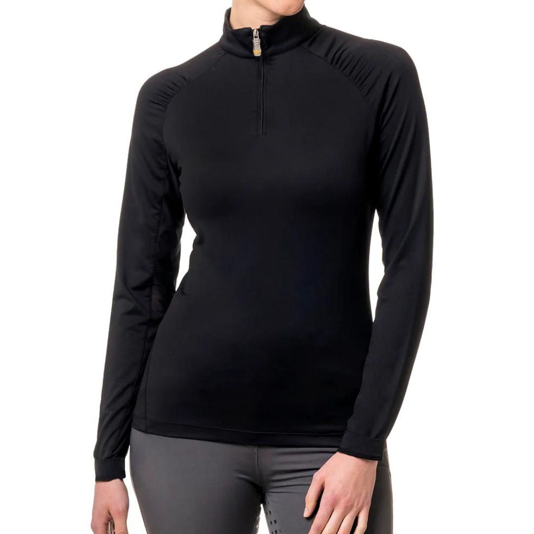 Kastel Denmark Long Sleeve Shirred Raglan 1/4 Zip - Black