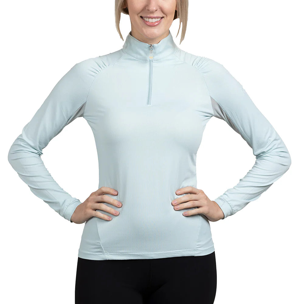 Kastel Denmark Long Sleeve Shirred Raglan 1/4 Zip - Sky Blue