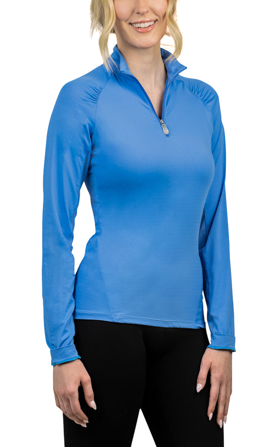 Kastel Denmark Long Sleeve Shirred Raglan 1/4 Zip - Periwinkle