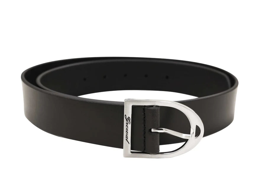 Grewal Equestrian Italian Leather Riding Belt - Black