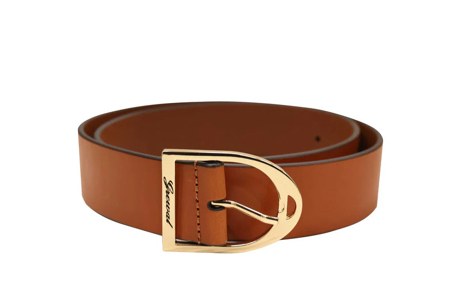 Grewal Equestrian Italian Leather Riding Belt - Cognac