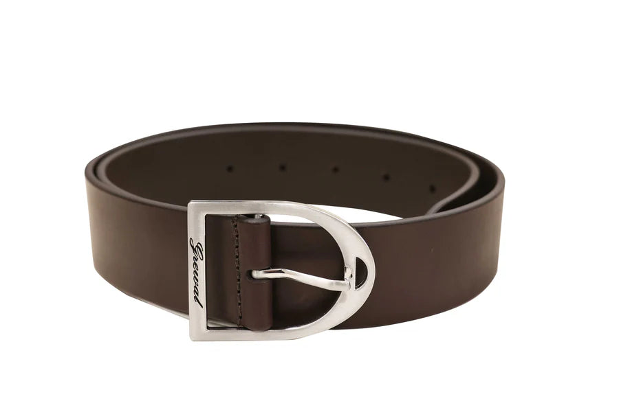 Grewal Equestrian Italian Leather Riding Belt - Dark Brown