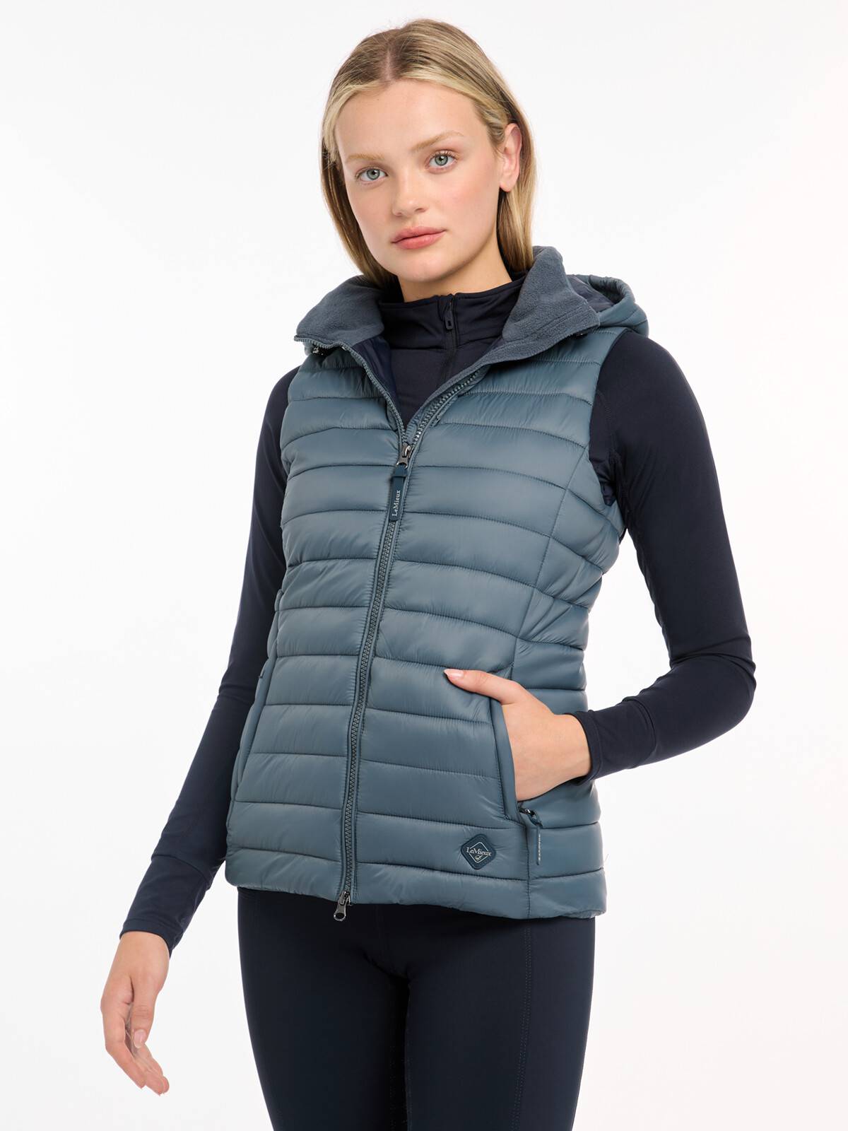 LeMieux Tilly Hooded Puffer Vest - Petrol