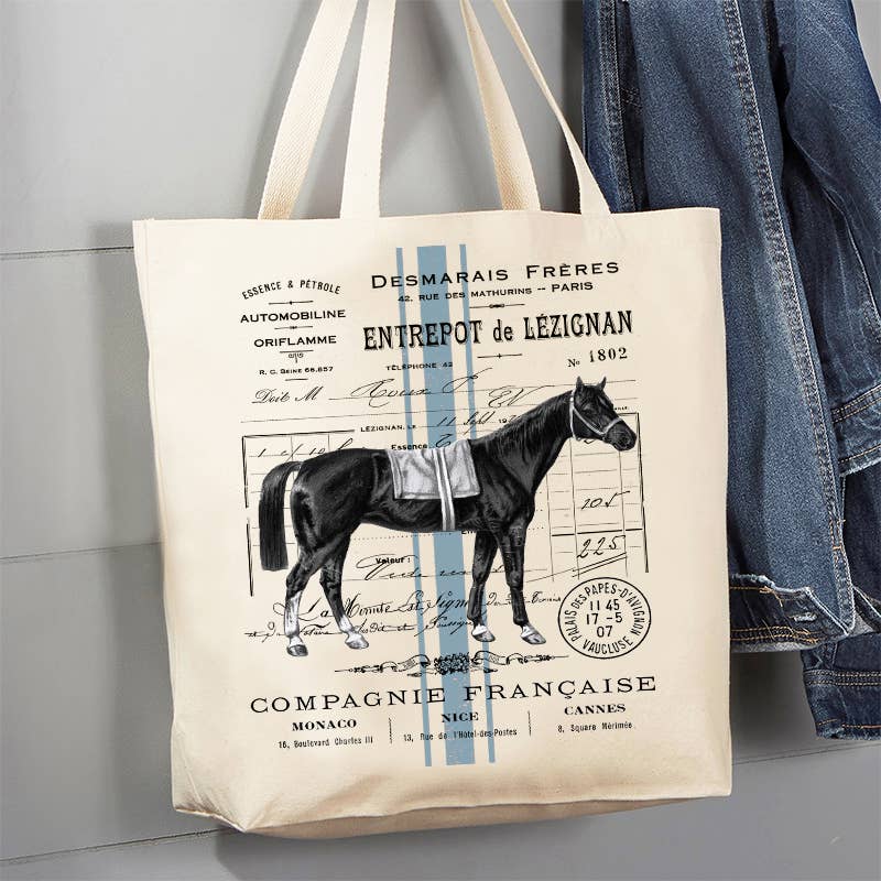 Avery Lane Canvas Tote Bag - Vintage French Horse