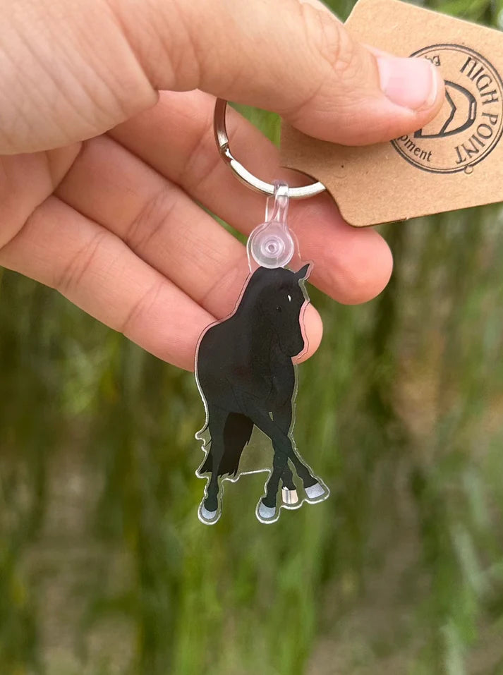 High Point Equestrian Dressage Horse Keychain - Black