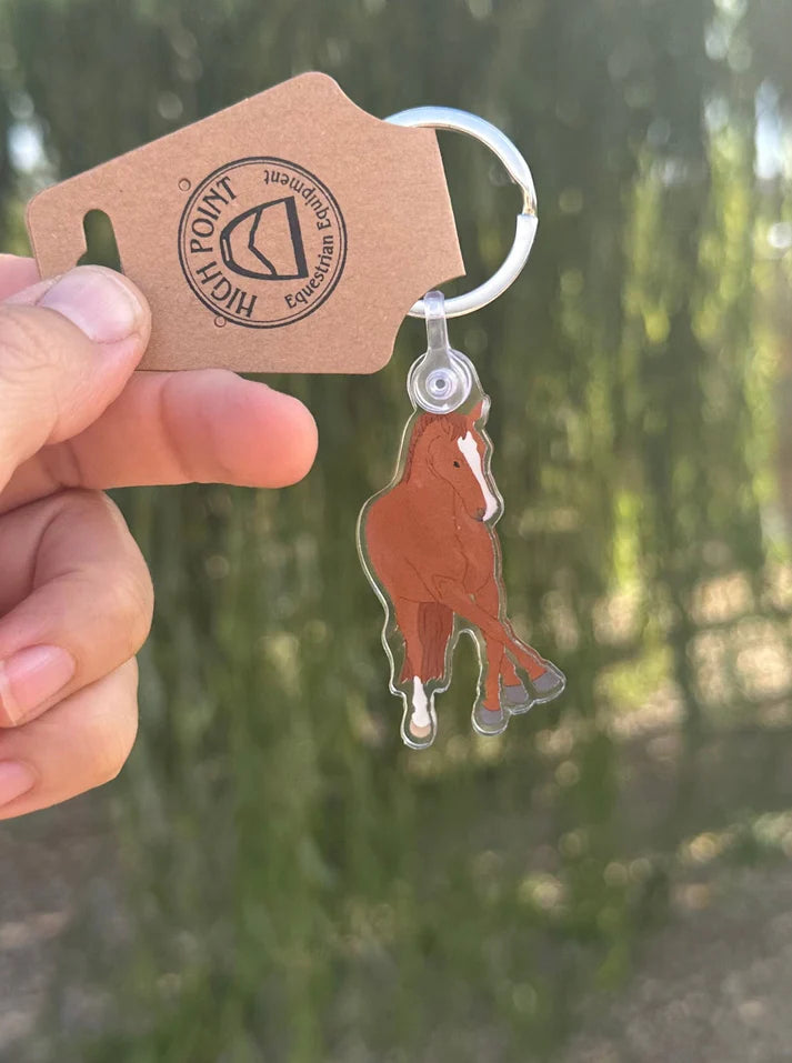 High Point Equestrian Dressage Horse Keychain - Chestnut