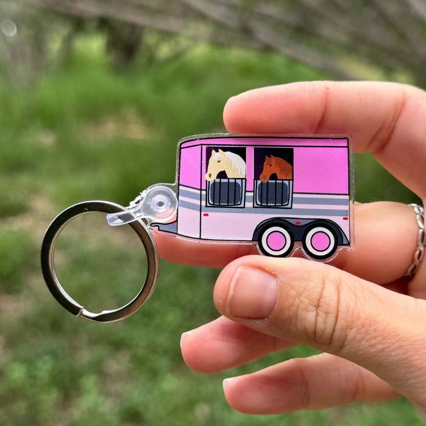 High Point Equestrian Trailer Keychain - Pink Trailer