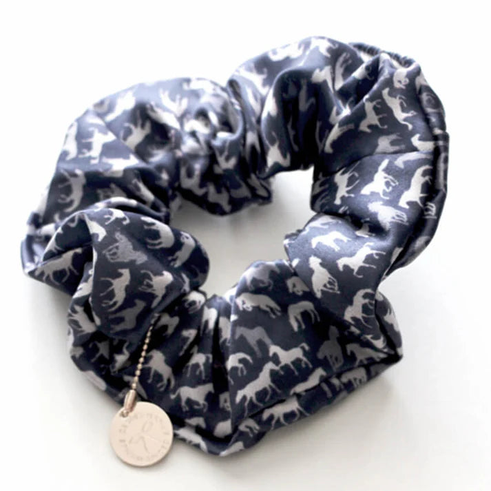 Spiced Equestrian Horse Girl Scrunchie - Navy