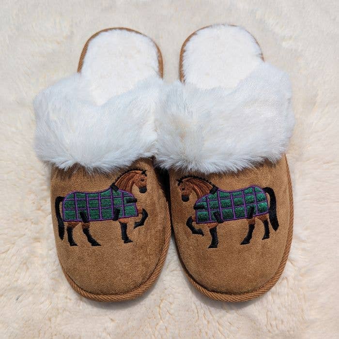 Bay Horse Faux Fur Suede Slippers