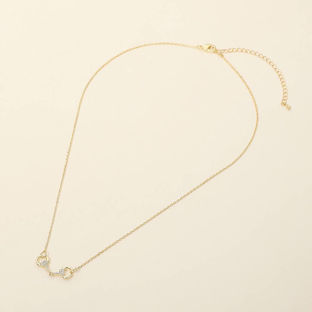 Sensibling Corp. - 18K Gold Dipped Stone Pave Horsebit Link Pendant Necklace
