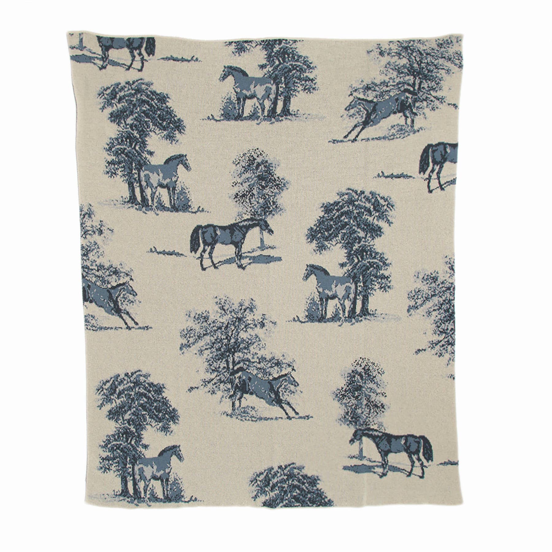 In2Green - Cotton Sustainable Knit Throw Blanket - Equestrian Toile