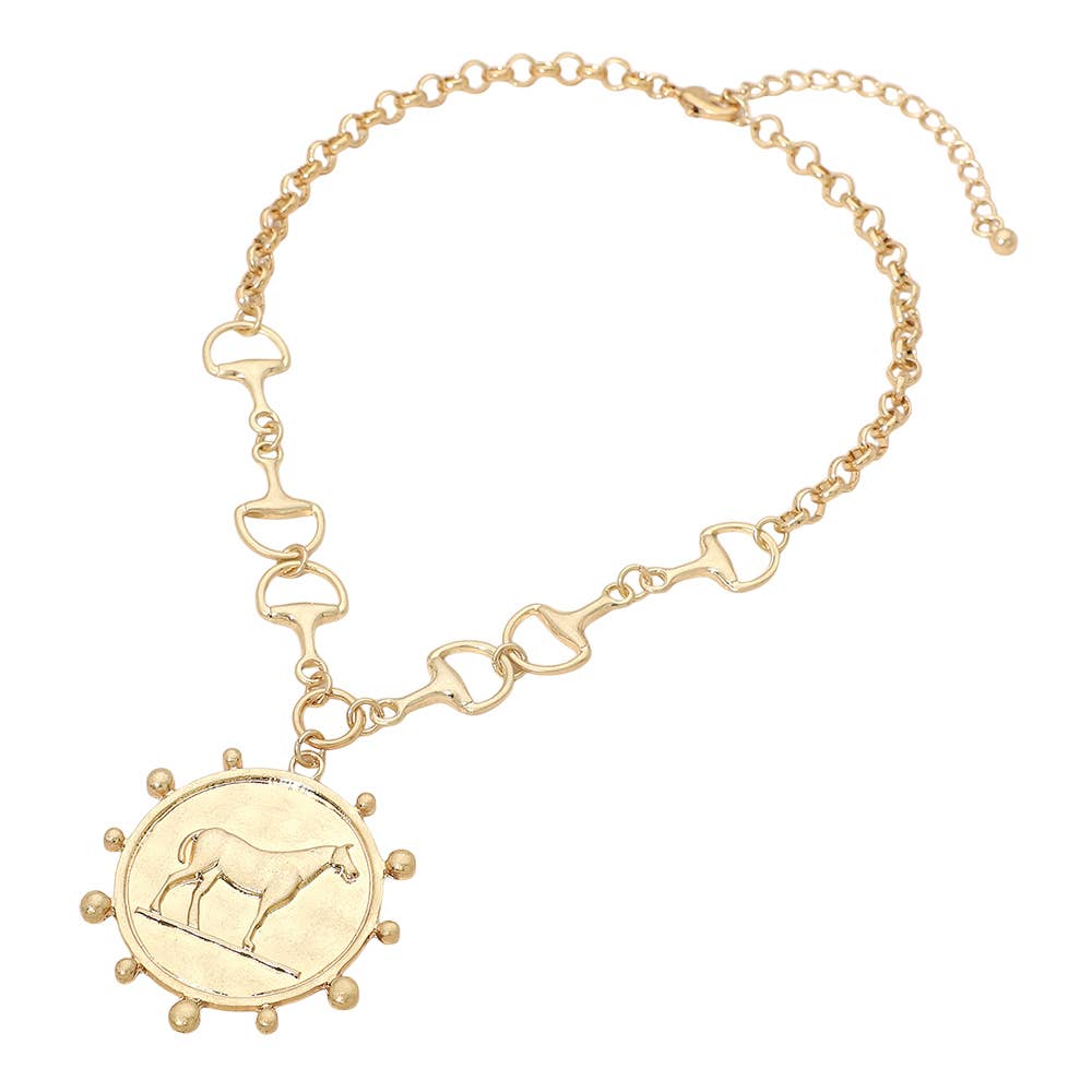 Sensibling Corp. - Horse Medallion Pendant Horsebit Link Chain Necklace