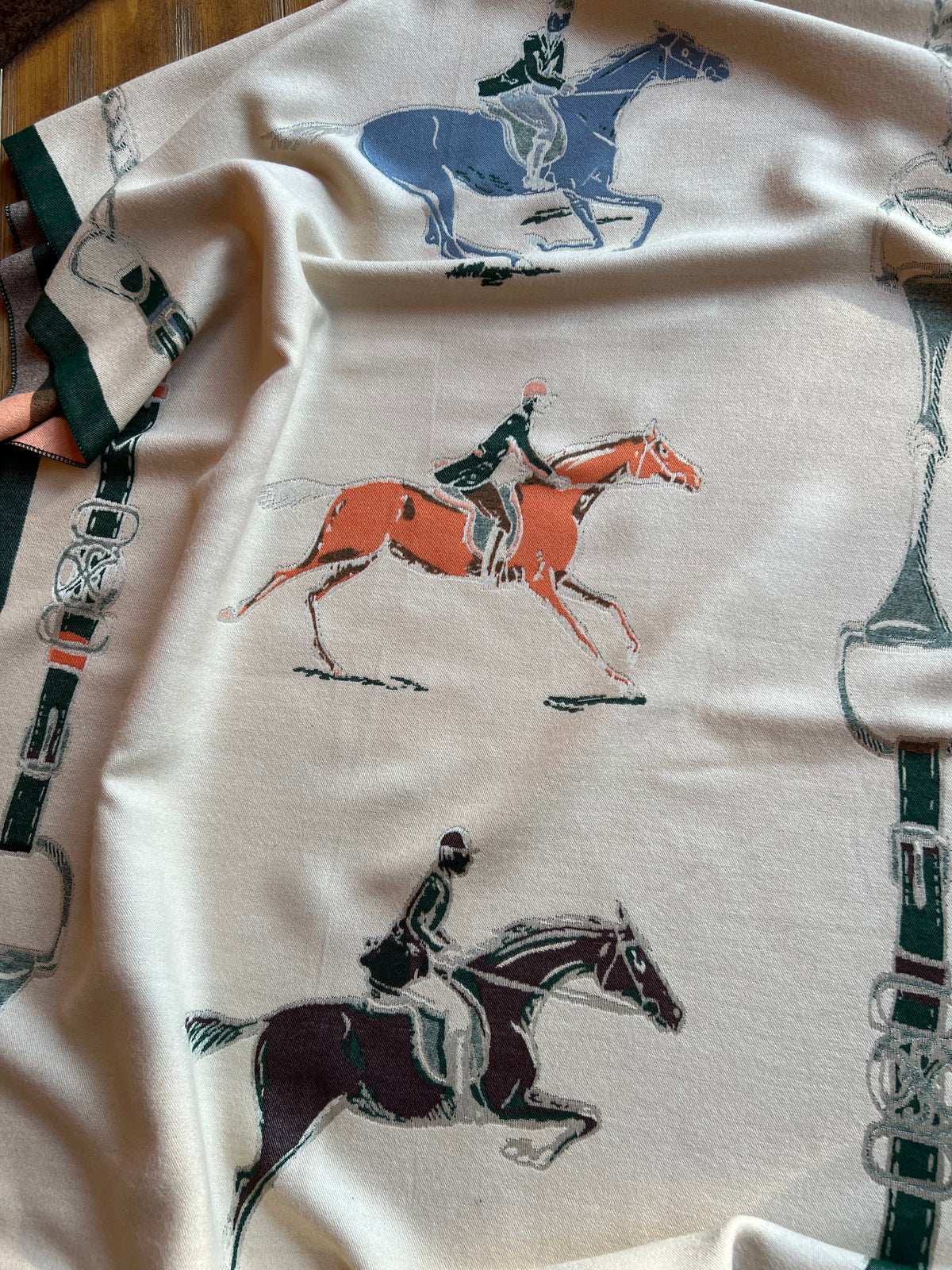 Fox Hunter Jumper English Side Saddle Equestrian Horse Scarf - Cream