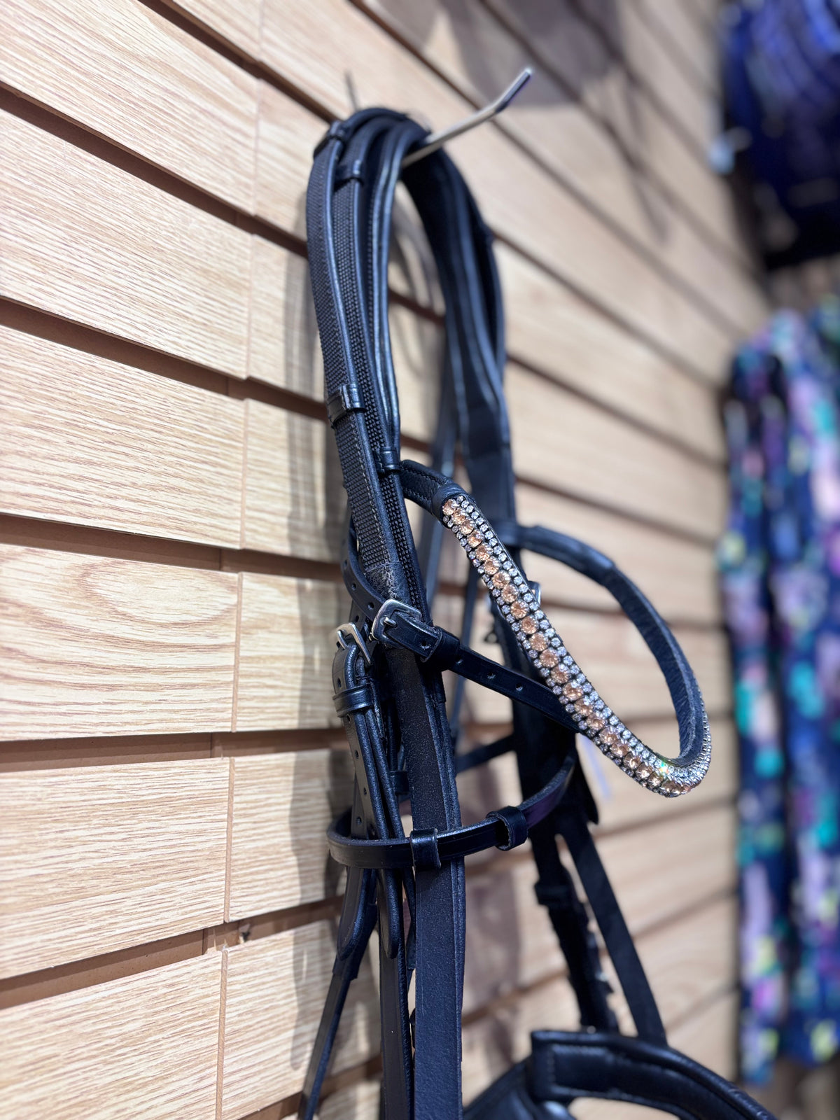 Used Full Black Flexible Fit Dressage Bridle and Red Barn Easy Grip Reins