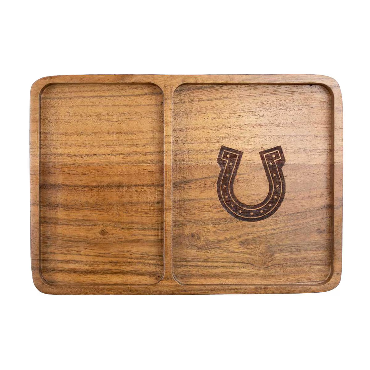 Horseshoe Etched Wood Valet Tray