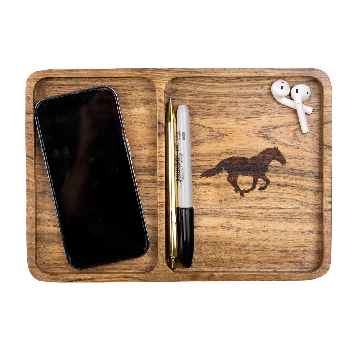 Mustang Etched Wood Valet Tray