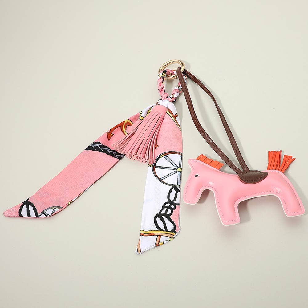 Sensibling Corp. - Faux Leather Horse Tassel Scarf Keychain / Bag Charm