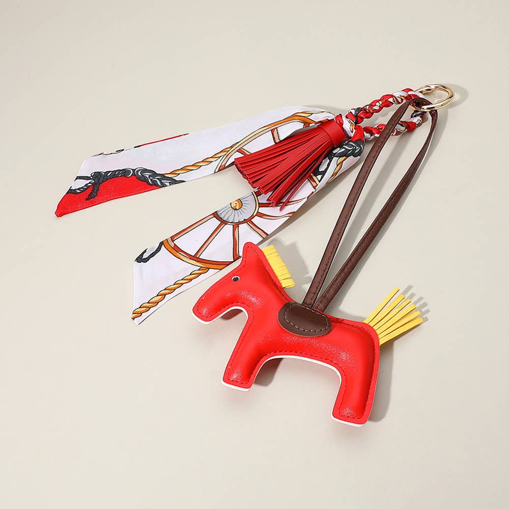 Sensibling Corp. - Faux Leather Horse Tassel Scarf Keychain / Bag Charm