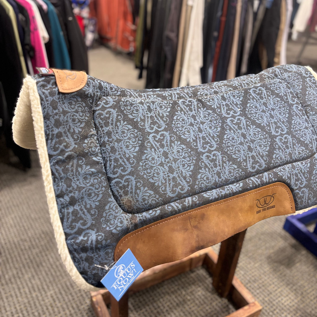 Used 32" Blue Patterned Weaver "Ride the Brand" Fleece Western Pad