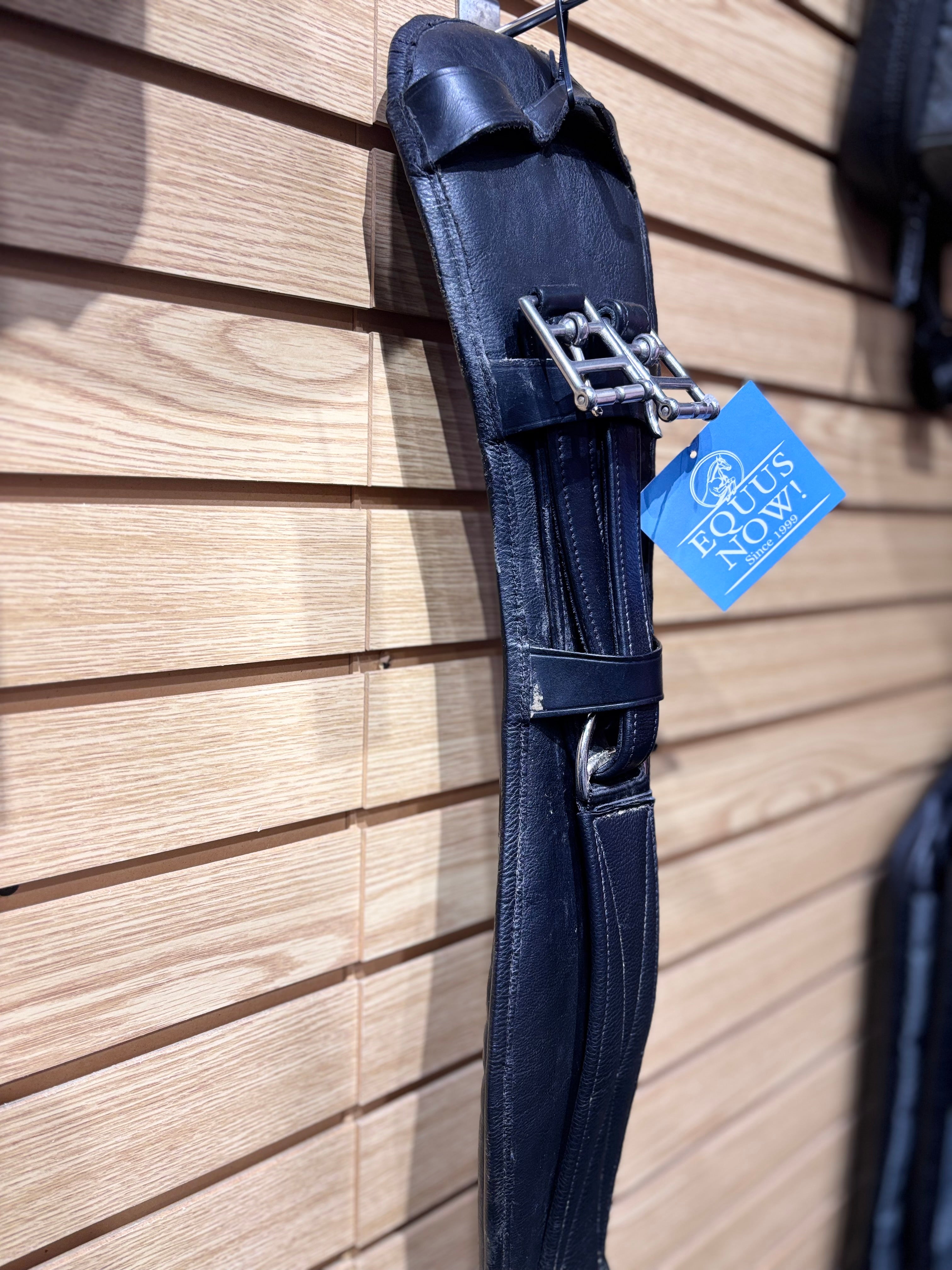 Used 30" Black Padded Leather Dressage Girth
