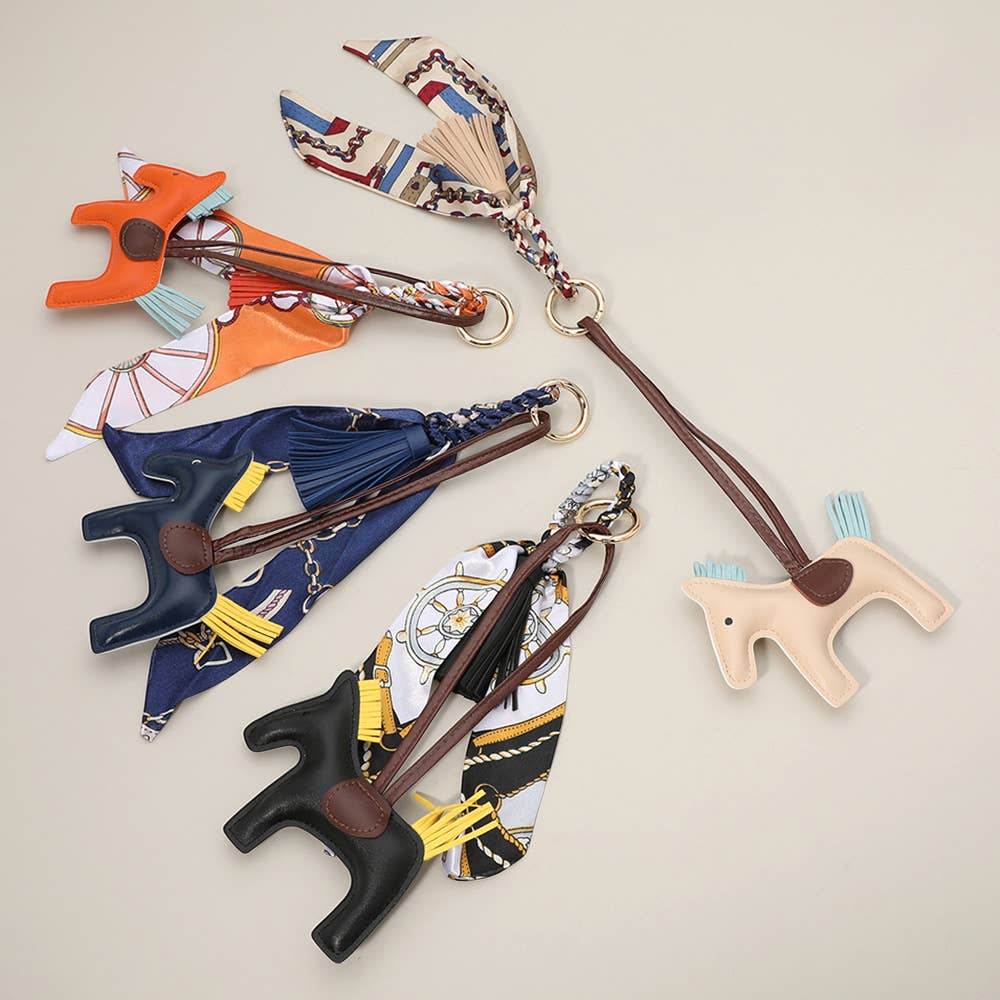 Sensibling Corp. - Faux Leather Horse Tassel Scarf Keychain / Bag Charm