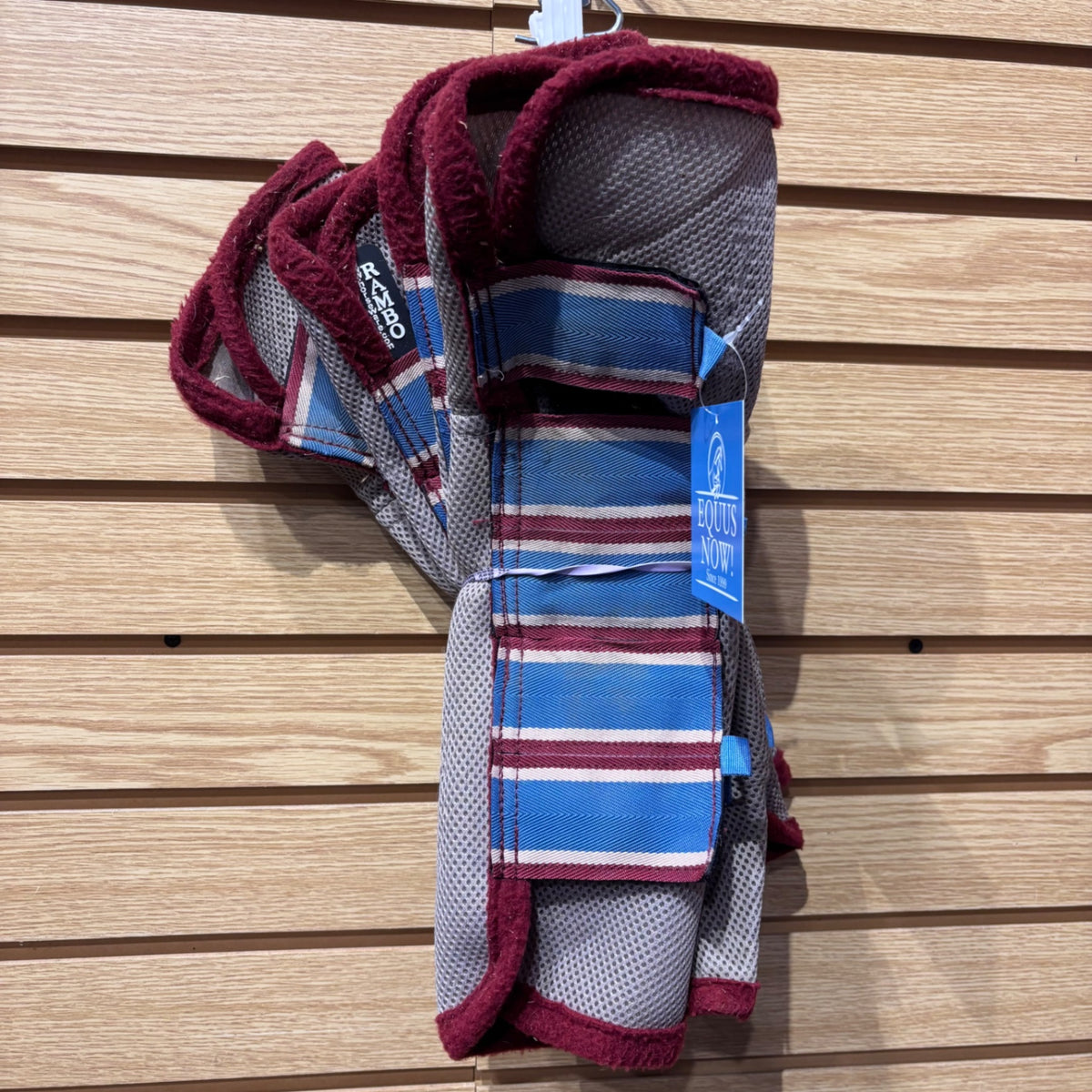 Used Horse Maroon/Grey Rambo Fly Boots (4)