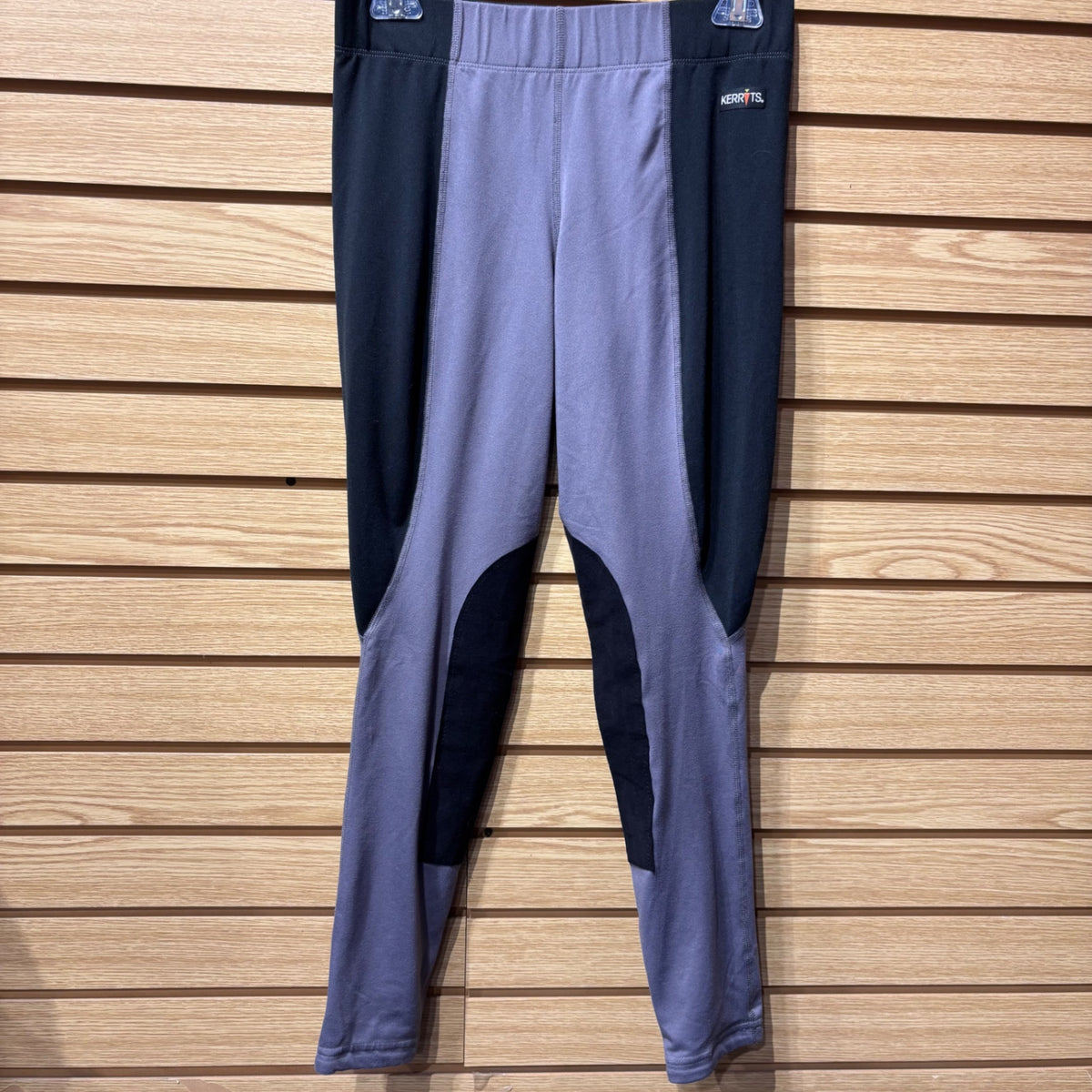 Used Large Grey/Black Kerrits Knee Patch Riding Tights
