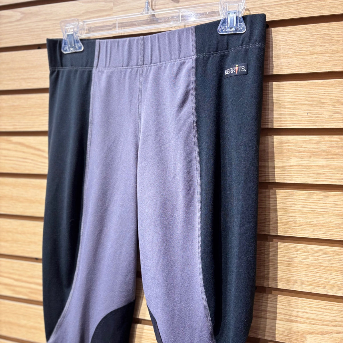 Used Large Grey/Black Kerrits Knee Patch Riding Tights