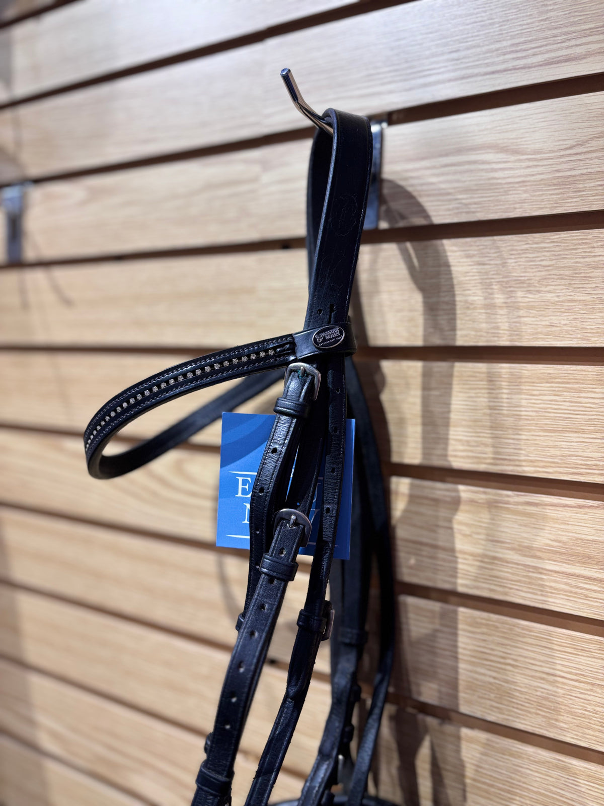 Used Oversize Black Bobbys English Tack Dressage Bridle w/ Passier Browband