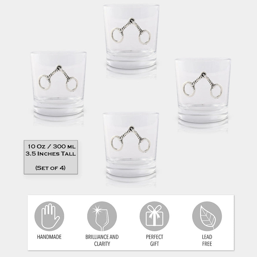 Arthur Court Equestrian Bit Bar Glasses Set of 4 - sku to order - 117274