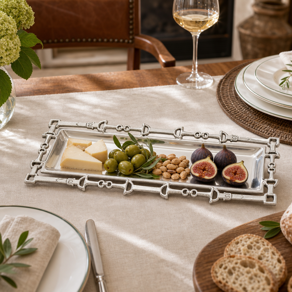 Equestrian Oblong Tray W/Openwork