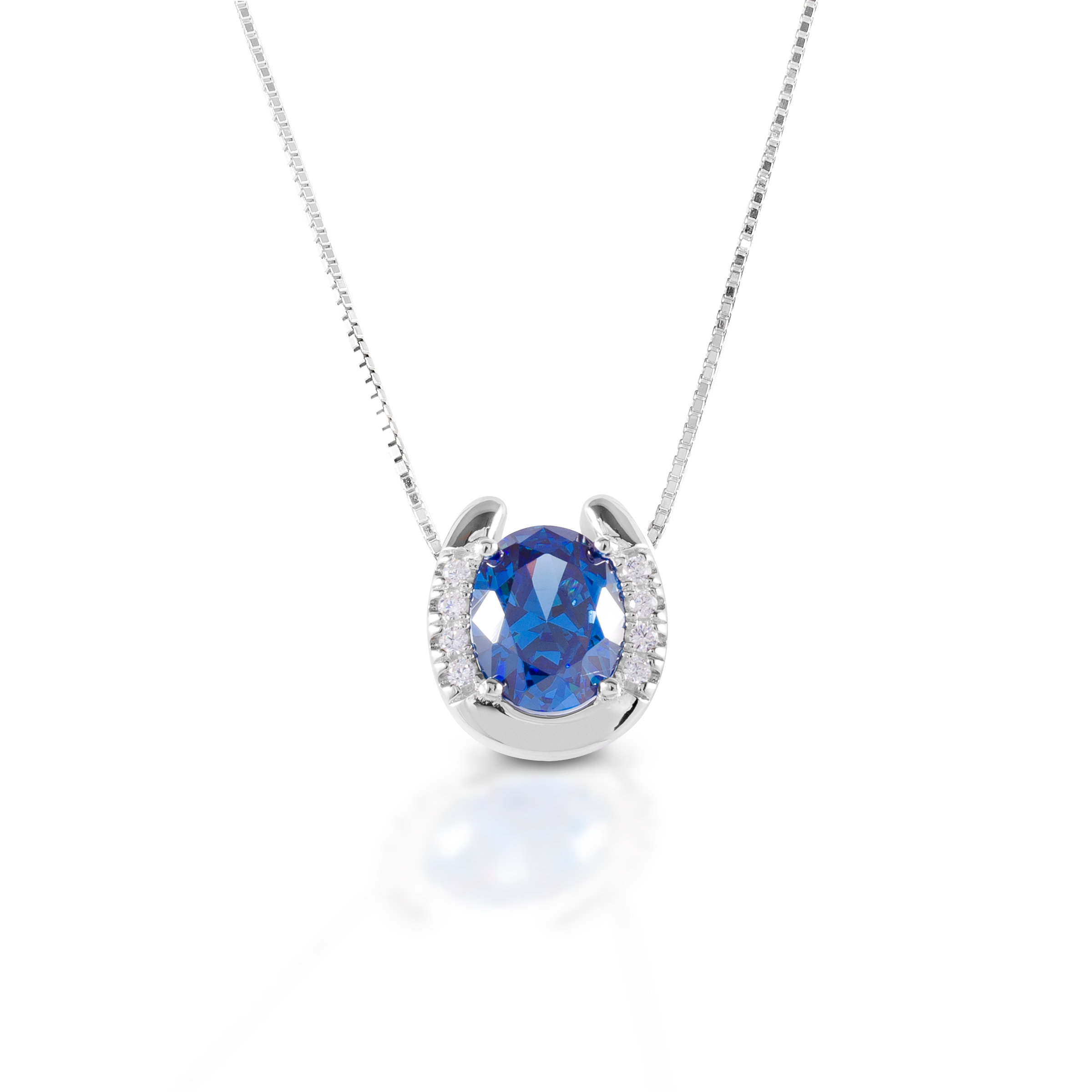 Kelly Herd Blue Stone Horseshoe Necklace