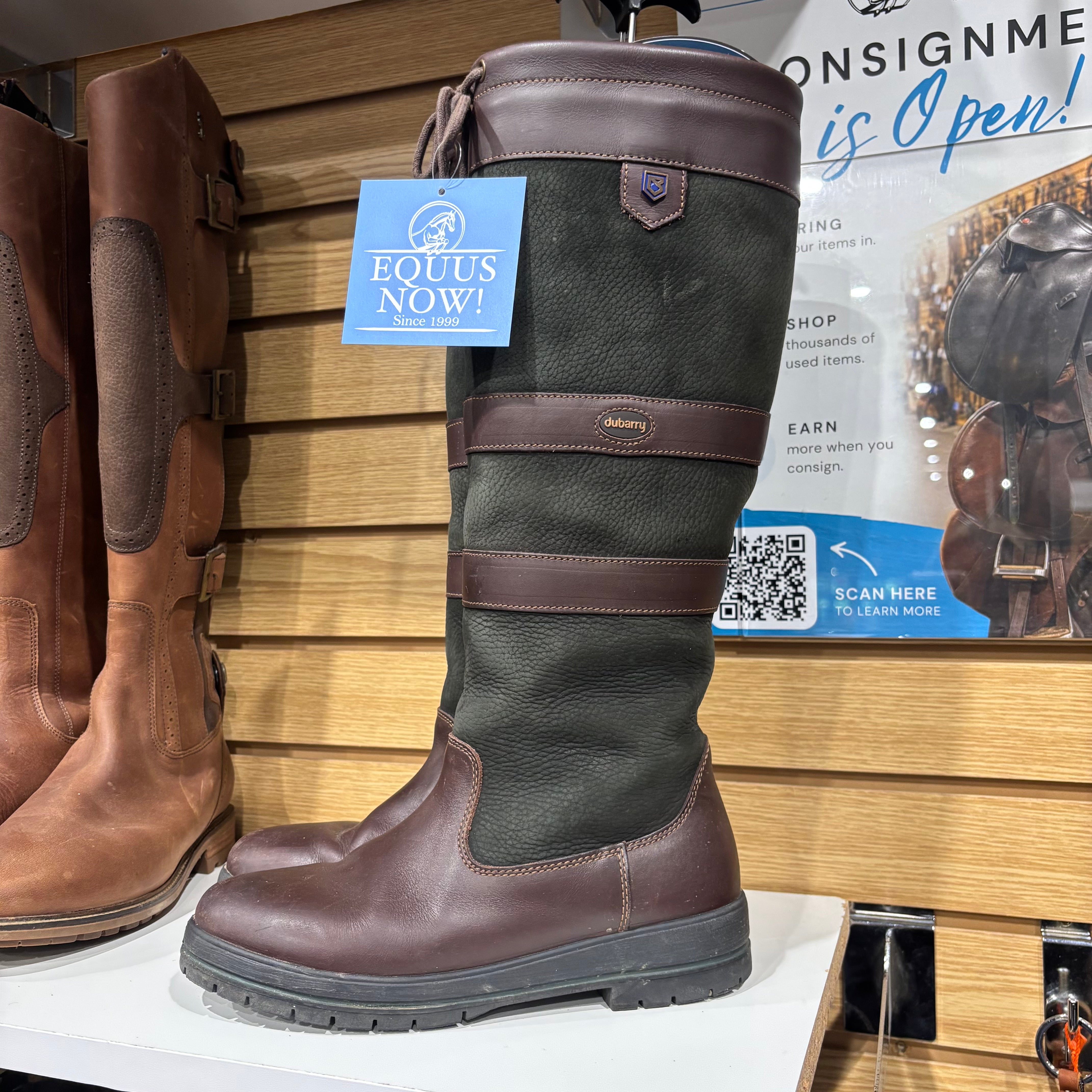 Used 38 Dubarry of Ireland Brown/Green Country Boots