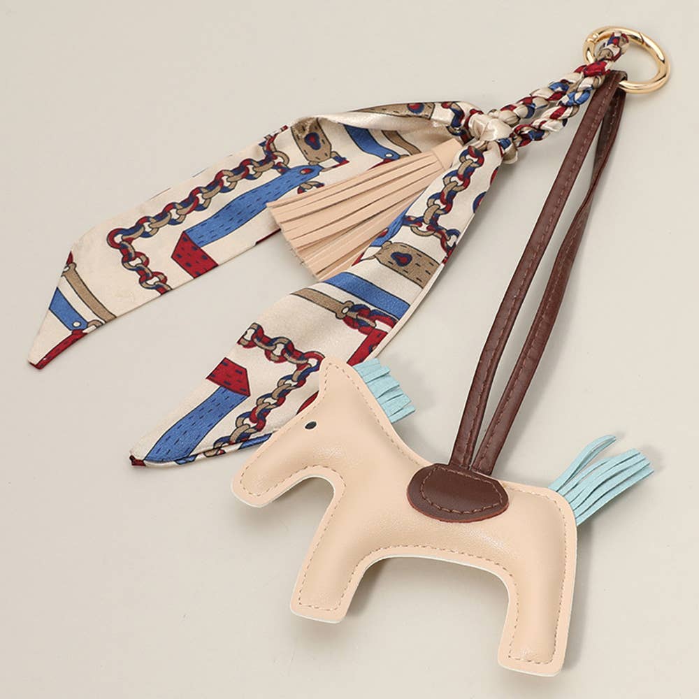 Sensibling Corp. - Faux Leather Horse Tassel Scarf Keychain / Bag Charm