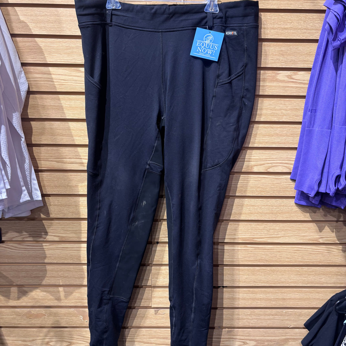Used 2XL Black Kerrits Full Seat Breeches
