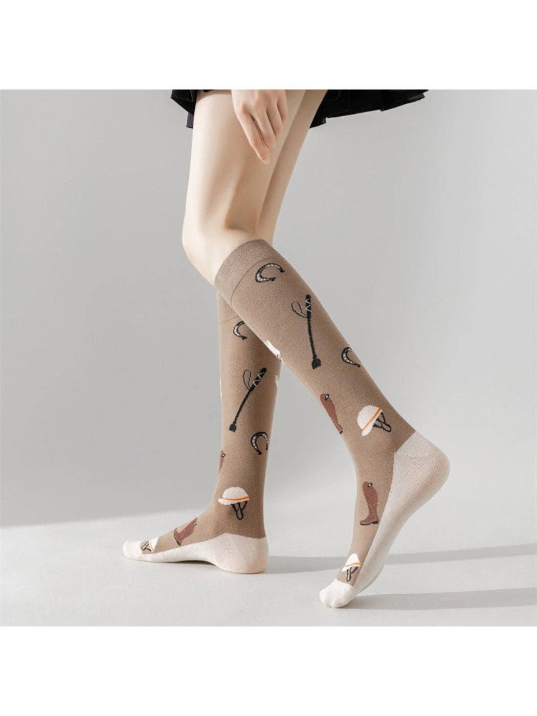 Funkyrel® Atzbranding Limited - Rufia - Horseback Rider Pattern Calf-Length Socks