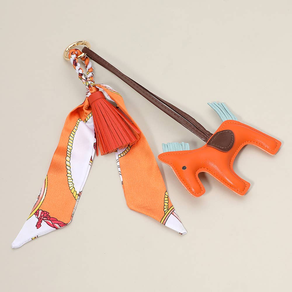 Sensibling Corp. - Faux Leather Horse Tassel Scarf Keychain / Bag Charm