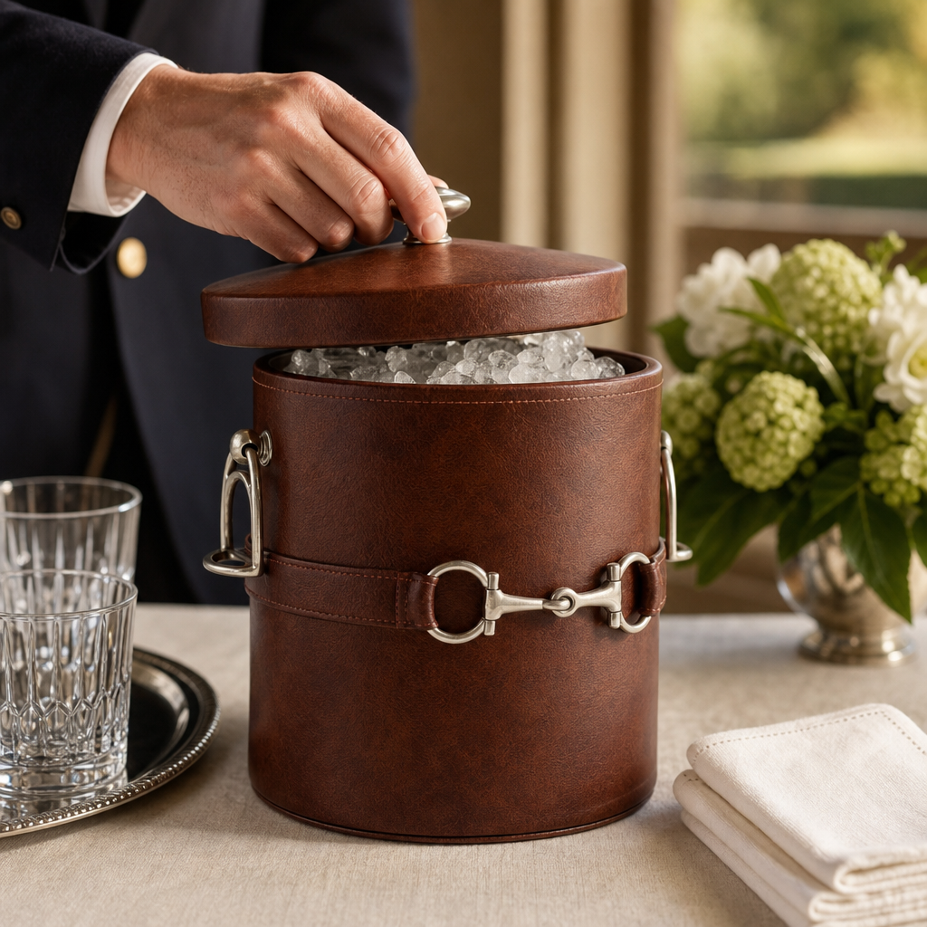 Equestrian Horse Bit Leather Ice Bucket