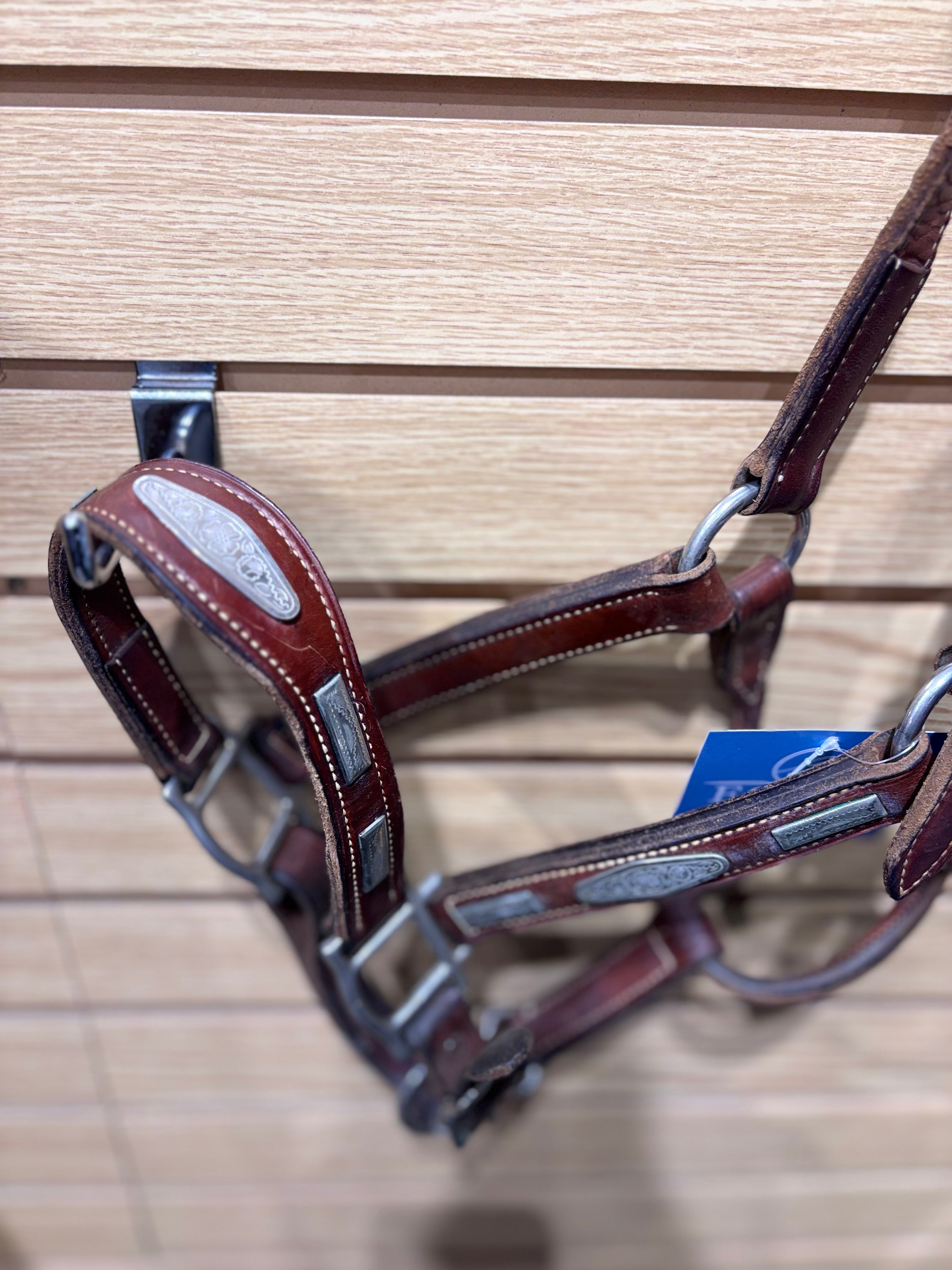 Used Full Brown Western Halter with Silver Accents