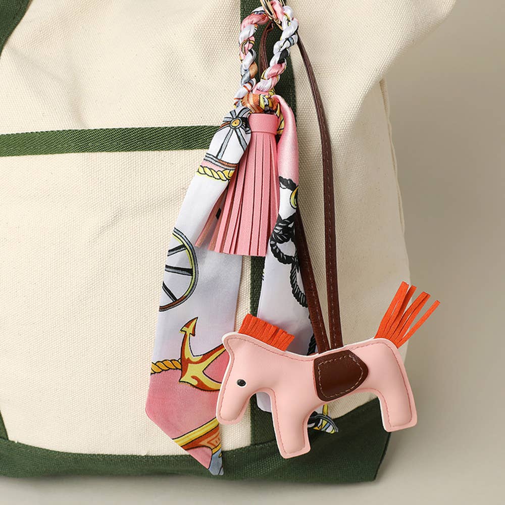 Sensibling Corp. - Faux Leather Horse Tassel Scarf Keychain / Bag Charm