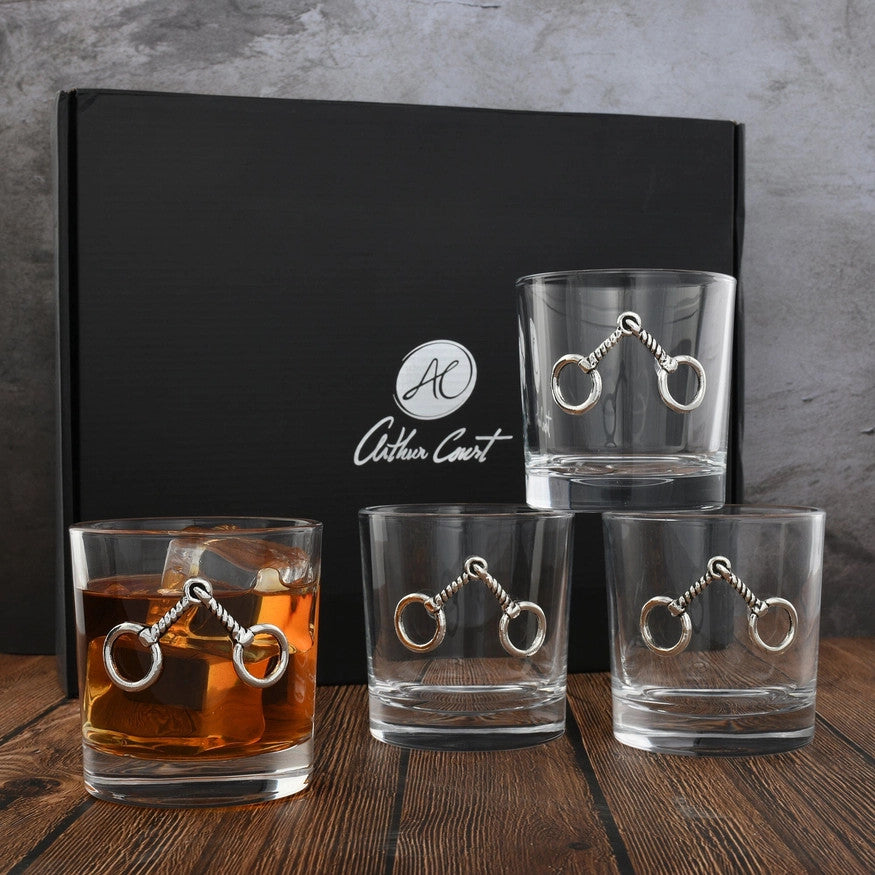 Arthur Court Equestrian Bit Bar Glasses Set of 4 - sku to order - 117274