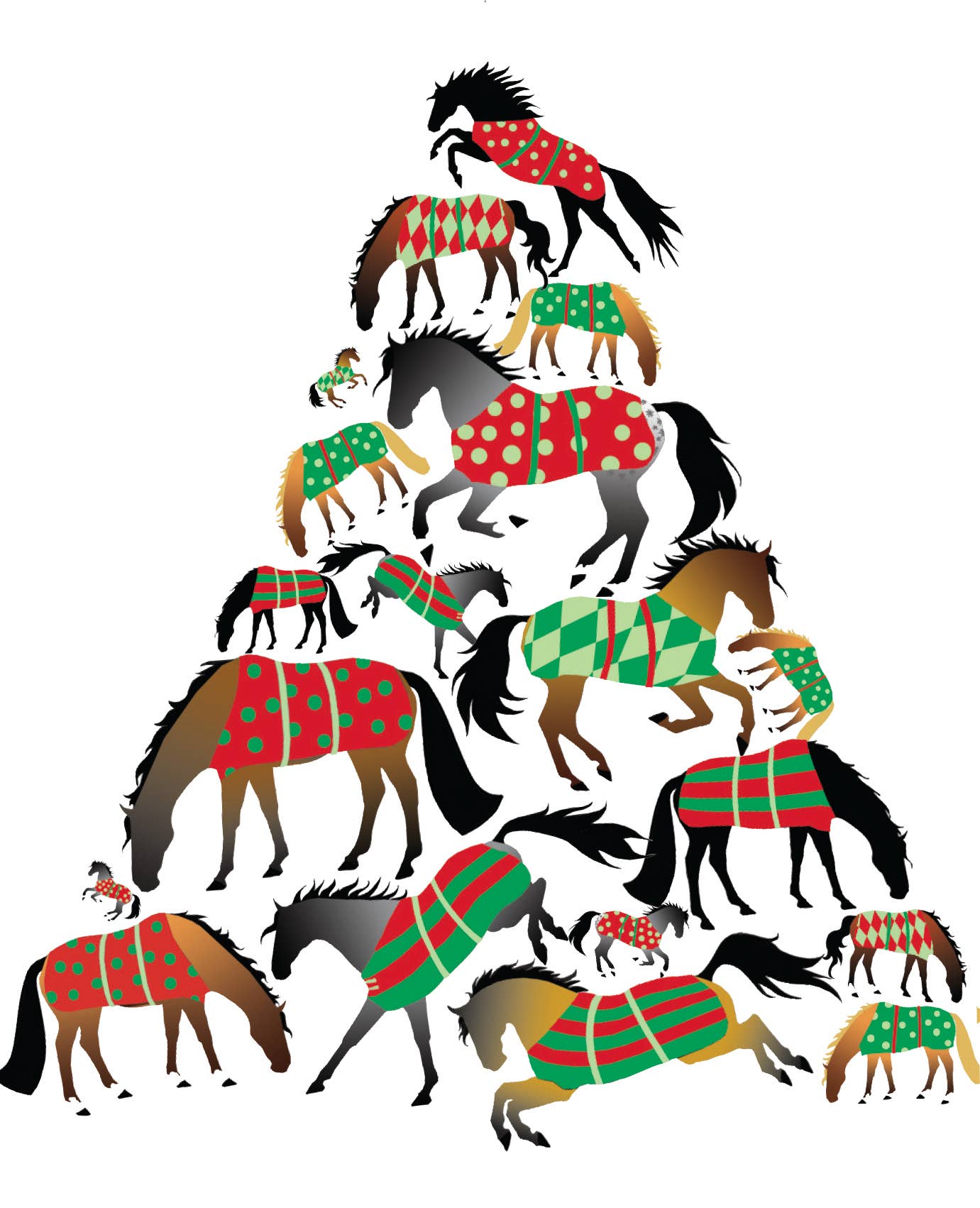 Horse Hollow Press - Horse Christmas Card / Blanket Tree / Holiday Greeting Card