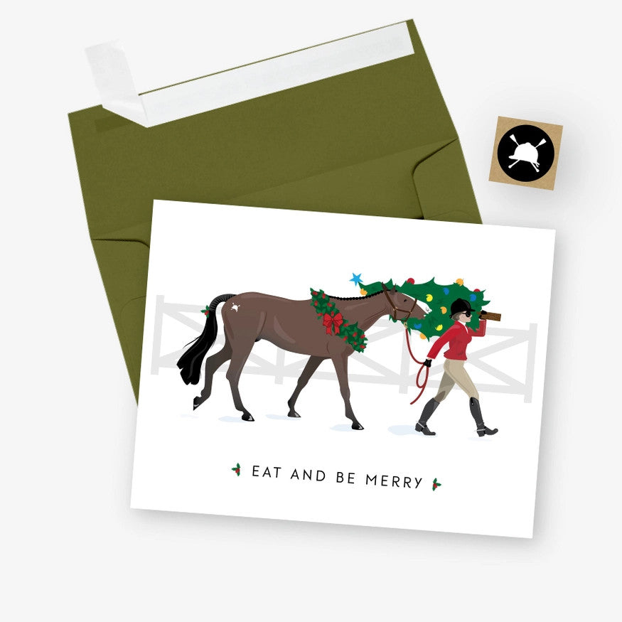 Hunt Seat Paper Co Eat + Be Merry Christmas Card - supporting