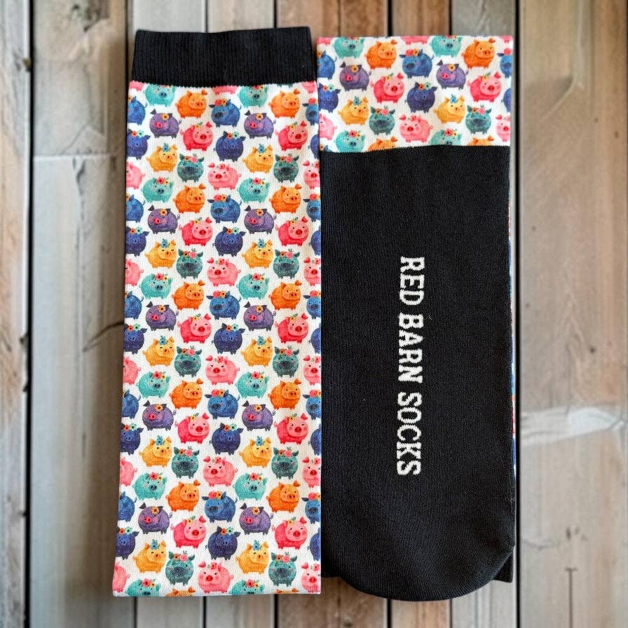 Red Barn Socks - Piggy Party - Petite