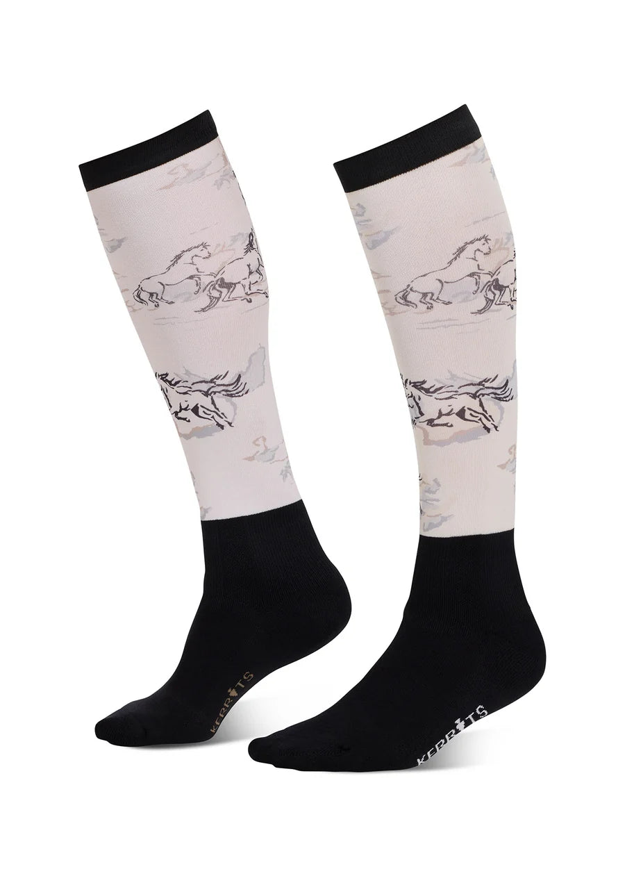 Kerrits Dual Zone Boot Socks - Soft White Stormy Horse