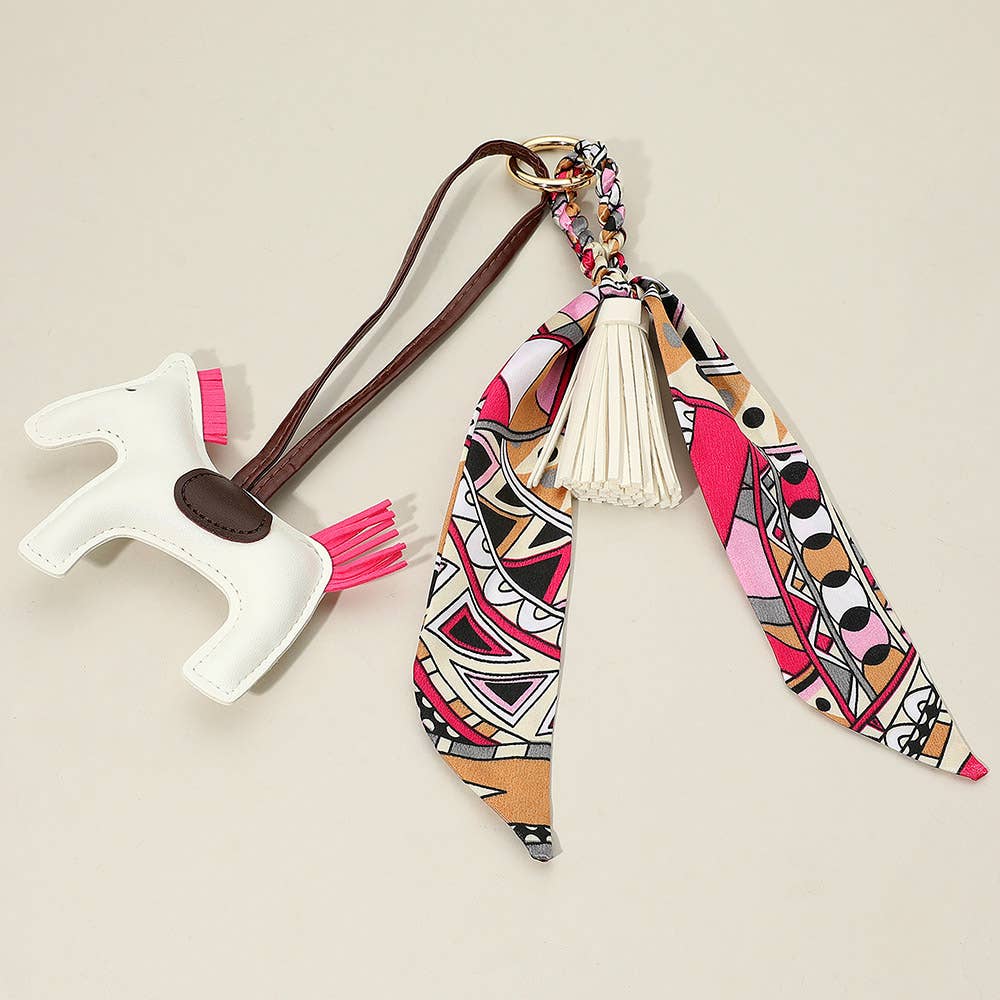Sensibling Corp. - Faux Leather Horse Tassel Scarf Keychain / Bag Charm